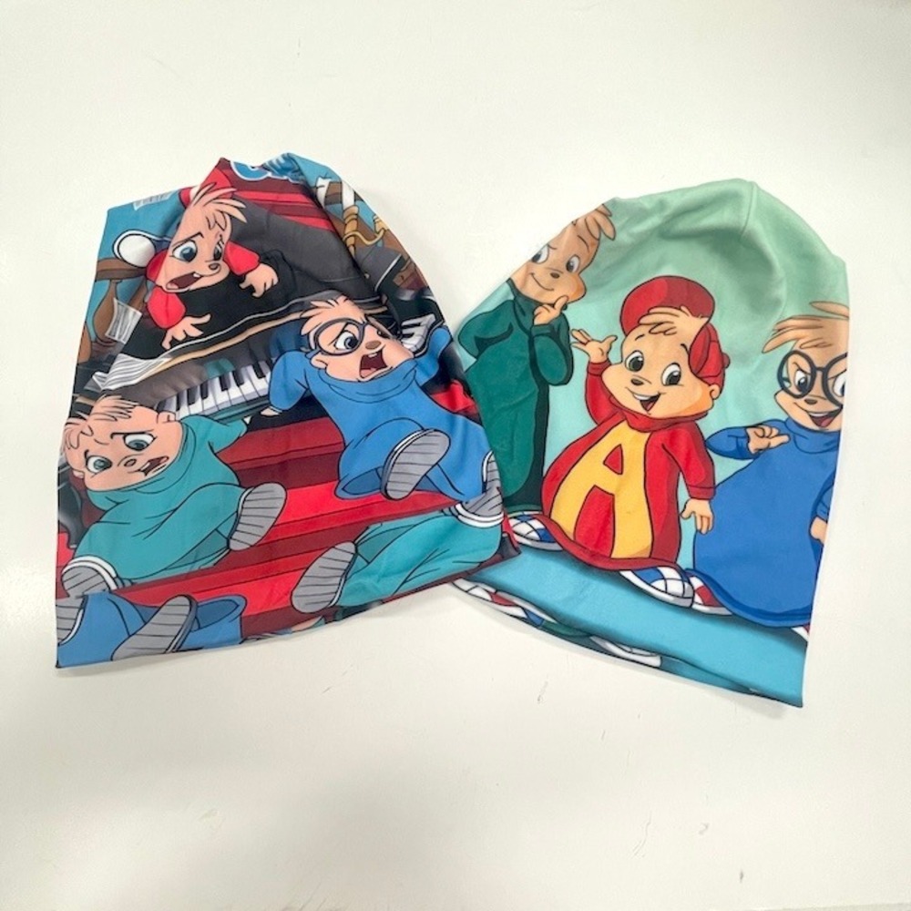 Two Teen Cartoon Beanies Multicolor Soft & Warm Multicolor One Size